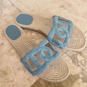 Hermes Sky Blue Espadrille Sandals